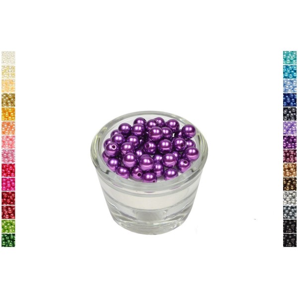Sachet de 50 perles en plastique 8 mm de diametre violet - Photo n°1