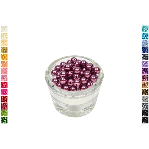 Sachet de 50 perles en plastique 8 mm de diametre prune - Photo n°1