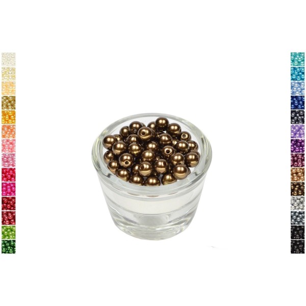Sachet de 50 perles en plastique 8 mm de diametre marron - Photo n°1