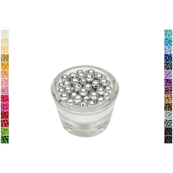 Sachet de 50 perles en plastique 8 mm de diametre gris clair - Photo n°1
