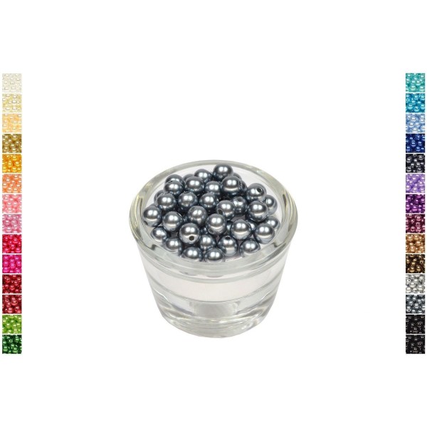 Sachet de 50 perles en plastique 8 mm de diametre gris fonce - Photo n°1