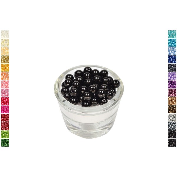 Sachet de 50 perles en plastique 8 mm de diametre noir - Photo n°1