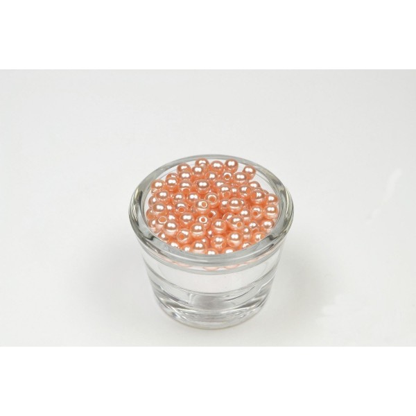 Sachet de 100 petites perles en plastique 6 mm de diametre abricot 714 - Photo n°1