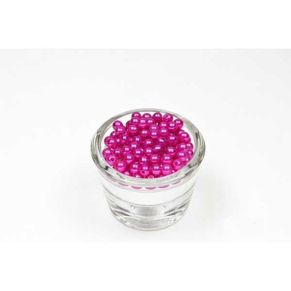 Sachet de 100 petites perles en plastique 6 mm de diametre framboise 183 - Photo n°1