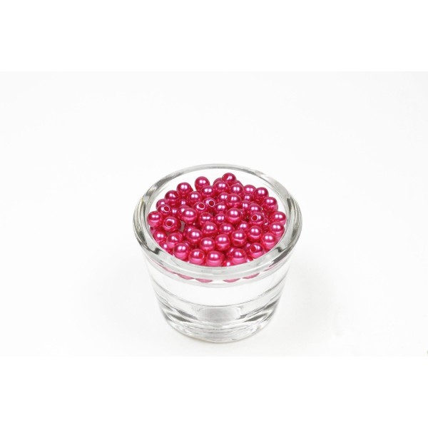 Sachet de 100 petites perles en plastique 6 mm de diametre fuchsia 187 - Photo n°1