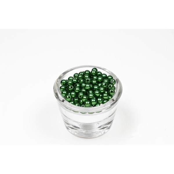 Sachet de 100 petites perles en plastique 6 mm de diametre vert fonce 587 - Photo n°1