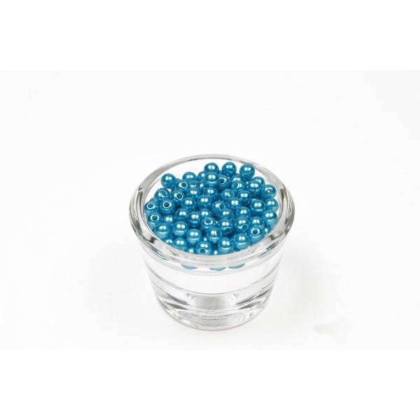 Sachet de 100 petites perles en plastique 6 mm de diametre turquoise fonce 340d - Photo n°1