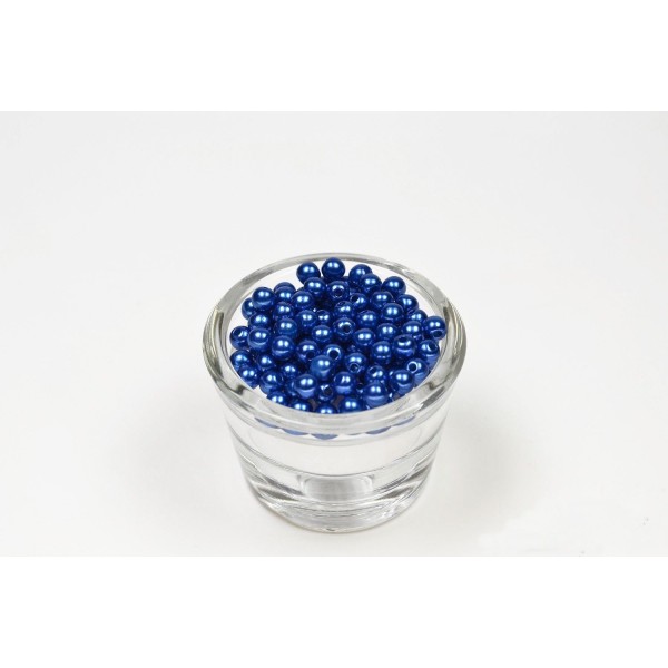 Sachet de 100 petites perles en plastique 6 mm de diametre bleu roi 352 - Photo n°1