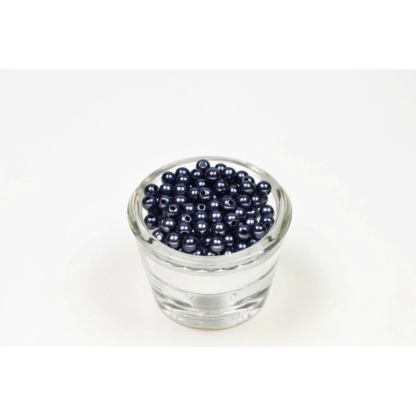 Sachet de 100 petites perles en plastique 6 mm de diametre bleu marine (reflet gris) 370 - Photo n°1