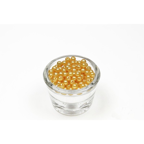 Sachet de 100 petites perles en plastique 6 mm de diametre doré jaune or - Photo n°1