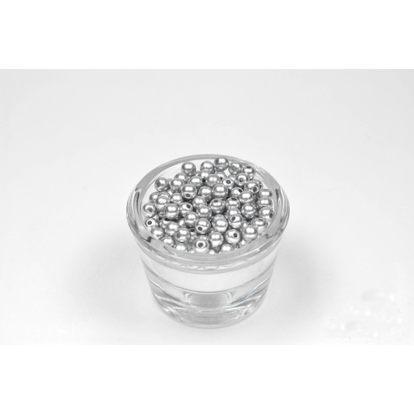 Sachet de 100 petites perles en plastique 6 mm de diametre gris clair 012 - Photo n°1