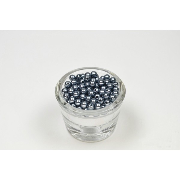 Sachet de 100 petites perles en plastique 6 mm de diametre gris fonce 077 - Photo n°1