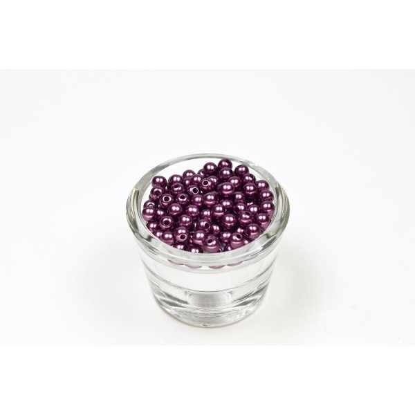 Sachet de 100 petites perles en plastique 6 mm de diametre prune 473 - Photo n°1
