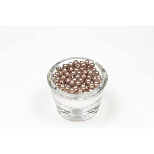 Sachet de 100 petites perles en plastique 6 mm de diametre beige sable 835 - Photo n°1