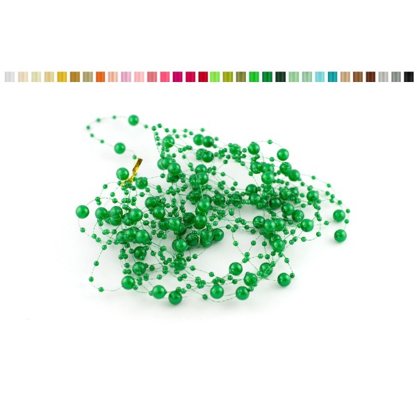 Lot de 5 guirlandes de perles de 1,30m de long chacune vert - Photo n°1