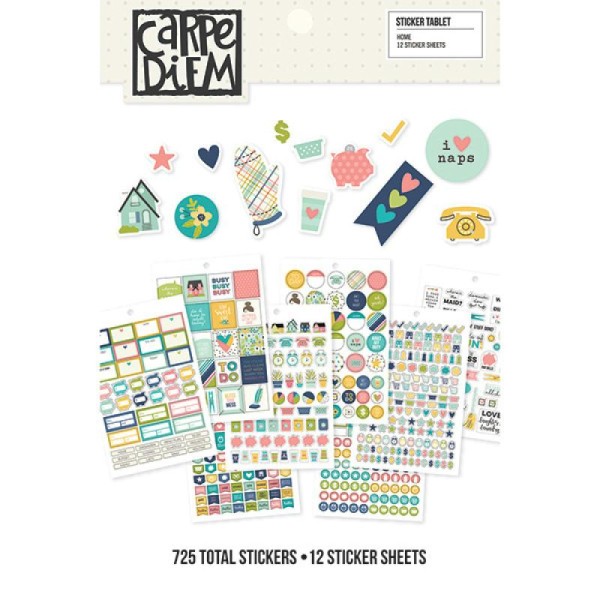 Planches de stickers motifs home et texte simple stories carpe diem multicolore - Photo n°1