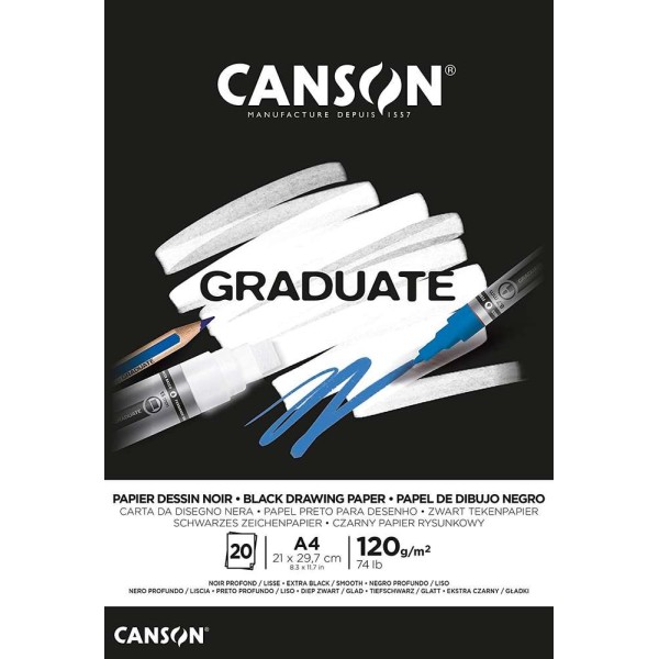 Bloc Canson Graduate - Noir - A4 - 120 g - 20 feuilles - Photo n°1