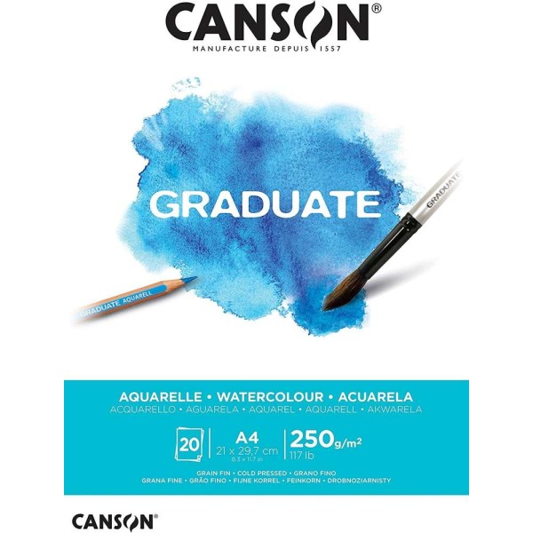 Bloc Canson Graduate - Aquarelle - A4 - 250 g - 20 feuilles - Photo n°1