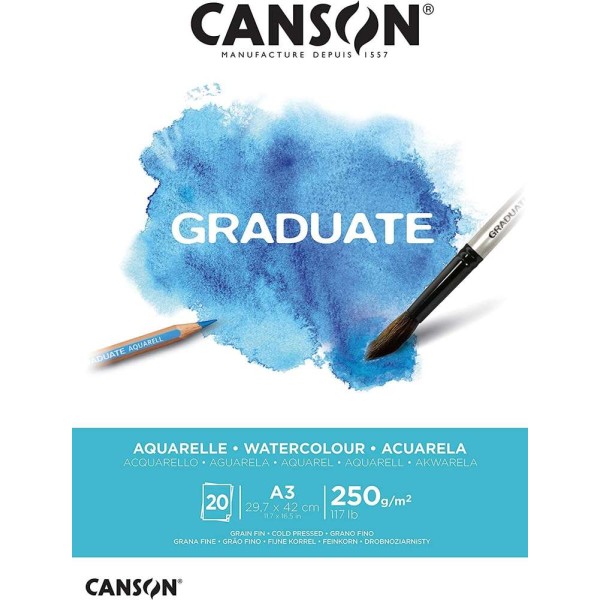 Bloc Canson Graduate - Aquarelle - A3 - 250 g - 20 feuilles - Photo n°1