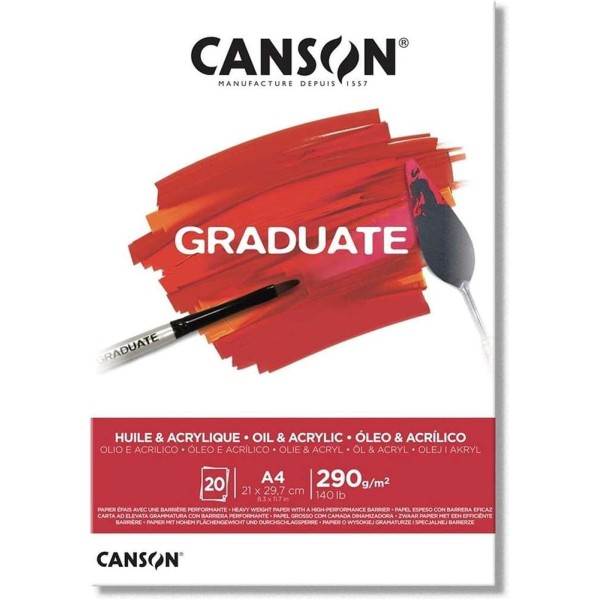 Bloc Canson Graduate - Huile & Acrylique - A4 - 290 g - 20 feuilles - Photo n°1