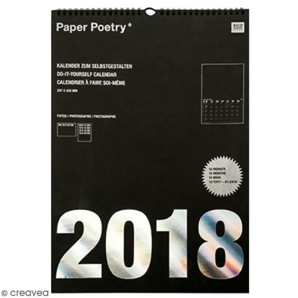 Calendrier 2018 Noir à décorer Paper Poetry - Format A3 - Photo n°1