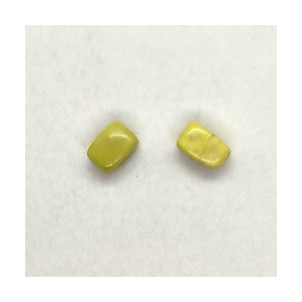 2 Perles en pierre jaune / vert - 12x19mm - Photo n°2