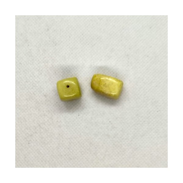 2 Perles en pierre jaune / vert - 12x19mm - Photo n°1