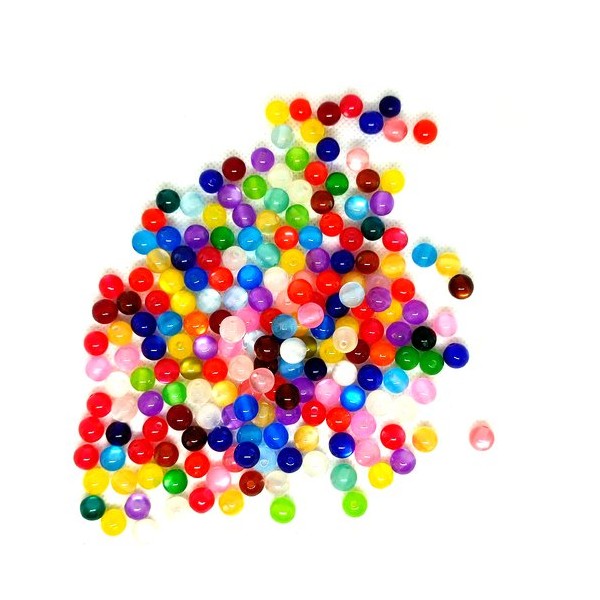 200 Perles en résine multicolore – 8mm - Photo n°1
