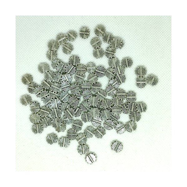 100 Perles en métal argenté - 10mm - Photo n°1