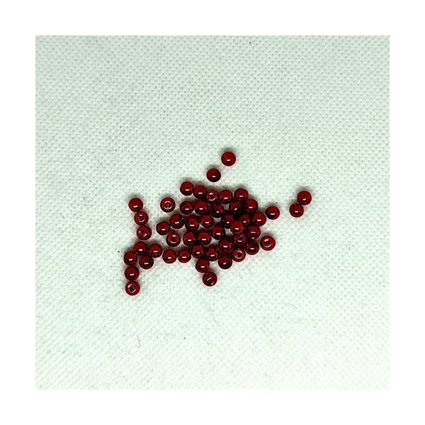 50 Perles en verre nacré rouge - 4mm - Photo n°1