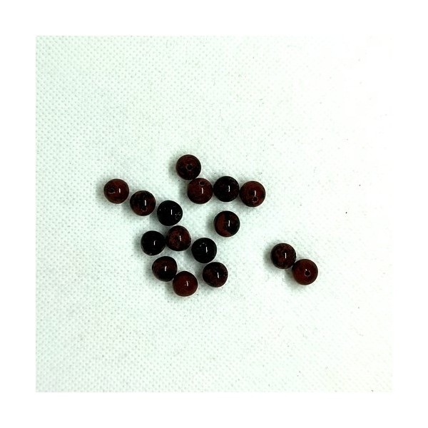 16 Perles gemmes - obsidienne acajou- 8mm - 145 - Photo n°1