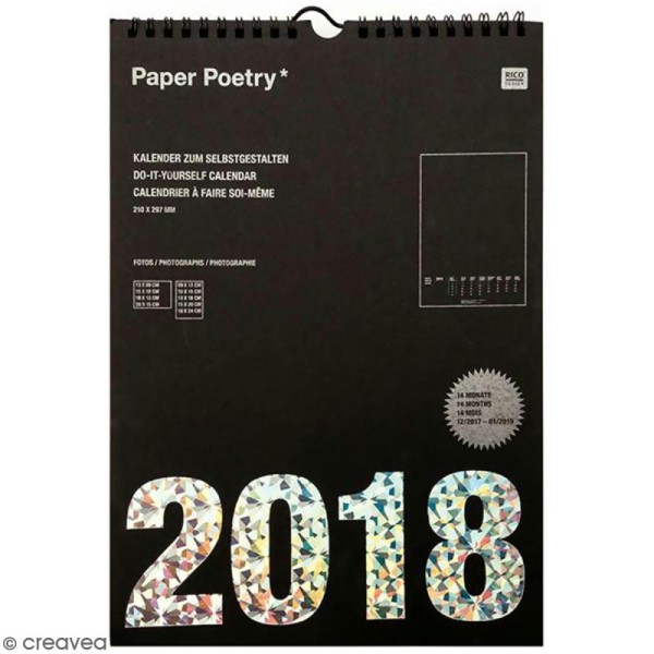 Calendrier 2018 Noir à décorer Paper Poetry - Format A4 - Photo n°1