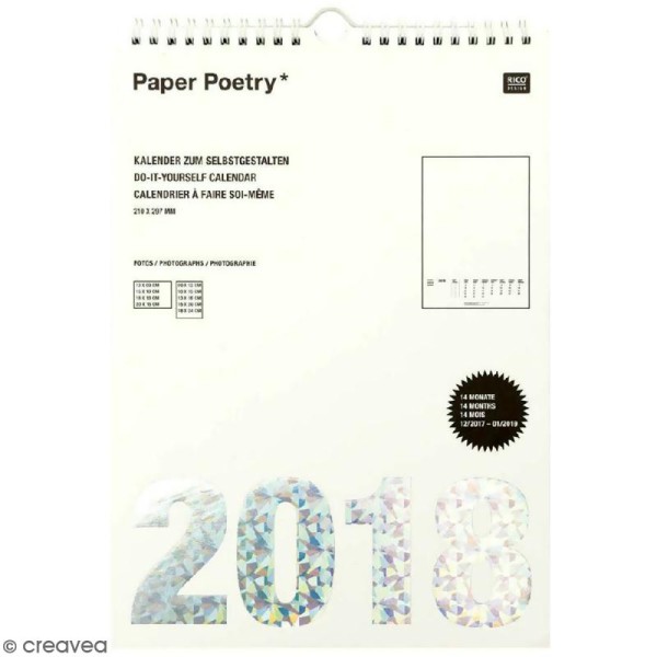 Calendrier 2018 Blanc à décorer Paper Poetry - Format A4 - Photo n°1