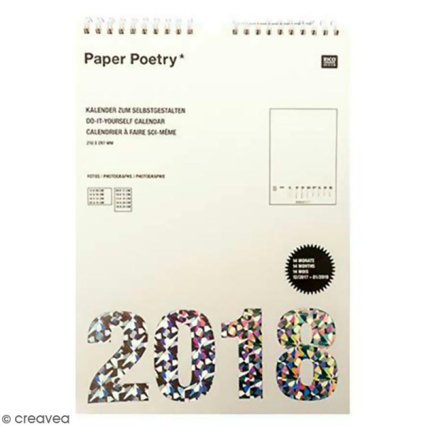 Calendrier 2018 Blanc à décorer Paper Poetry - format A4 - Photo n°1
