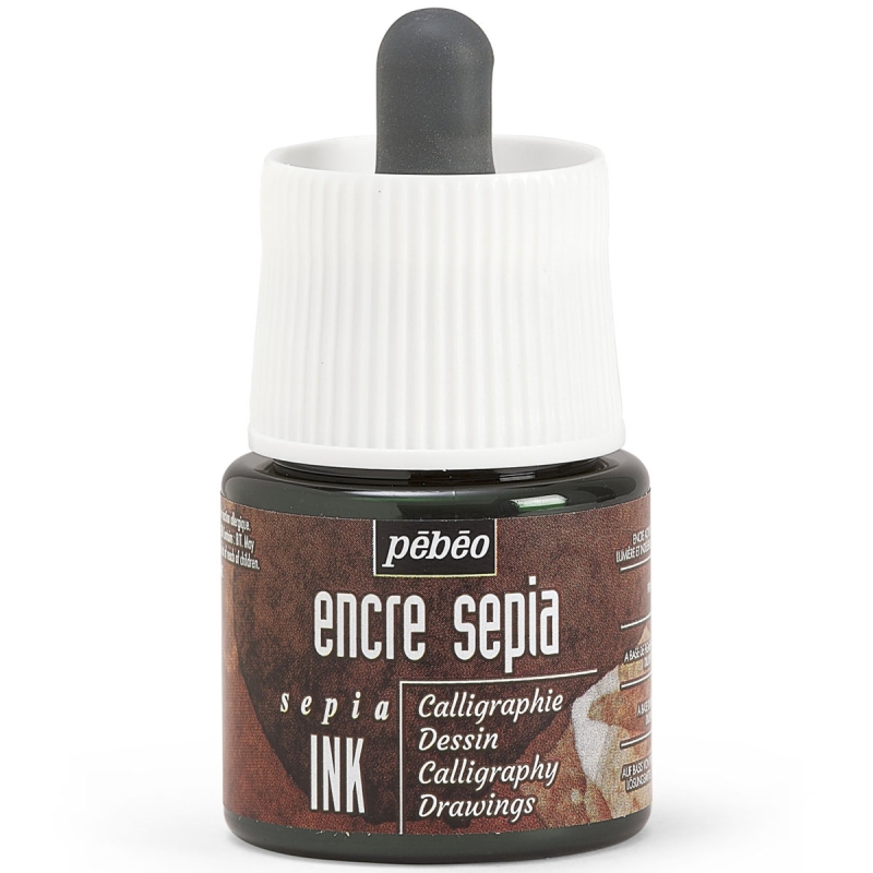 Encre Acrylique Pébéo - Sépia - 45 ml - Encre pigmentée permanente - Creavea