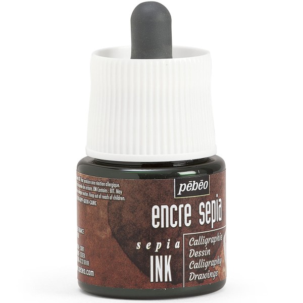 Encre Acrylique Pébéo - Sépia - 45 ml - Encre pigmentée permanente - Creavea