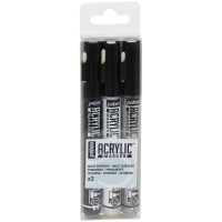 Marqueurs Acryliques Pébéo - Acrylic Marker - Noir/Blanc/Argent - 12 mm - 3 pcs