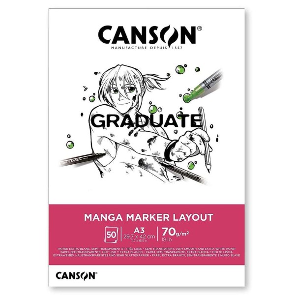 Bloc Canson Graduate - Manga Marker Layout - A3 - 70 g - 50 feuilles - Photo n°1