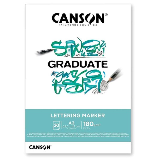 Bloc Canson Graduate - Lettering Marker - A3 - 180 g - 20 feuilles - Photo n°1
