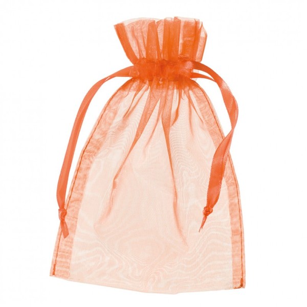 Lot 12 grands sachets organza Orange, Pochettes organdi 12,5x17 cm pour dragées, cadeaux, mariage, a - Photo n°2
