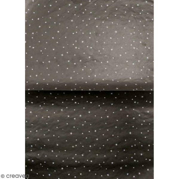 Papier Paper Patch - Etoiles argentées fond noir - 30 x 40 cm - Photo n°1