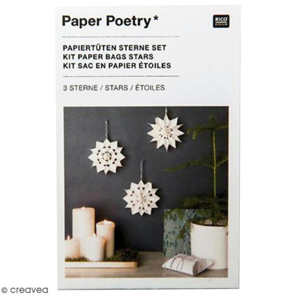Kit étoile sacs en papier petit modèle - Paper poetry - Blanc - Photo n°2