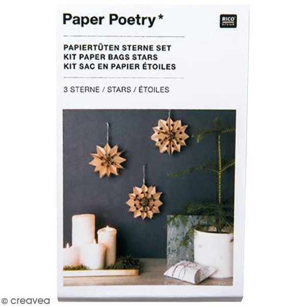 Kit étoile sacs en papier petit modèle - Paper poetry - Kraft - Photo n°2