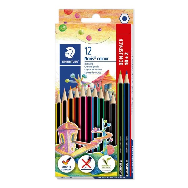 Crayons de couleur Noris Colour, étui carton de 10+2 - Staedtler - Photo n°1