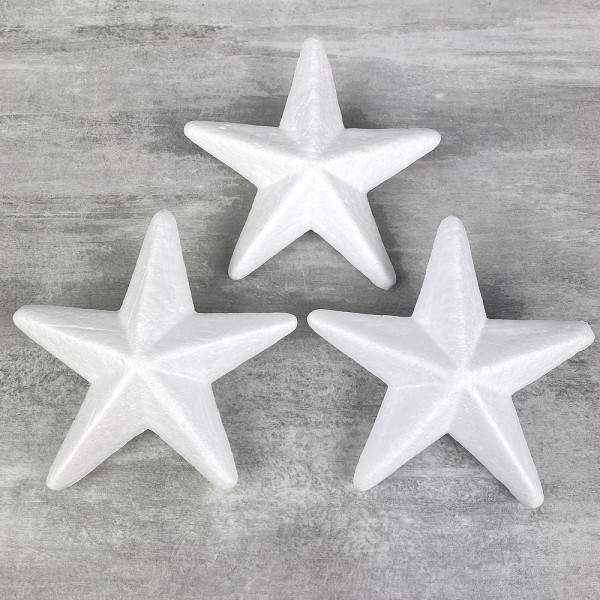 Lot de 3 étoiles angulaires polystyrène 11,5 cm, décoration 3D hivernale à customiser - Photo n°1