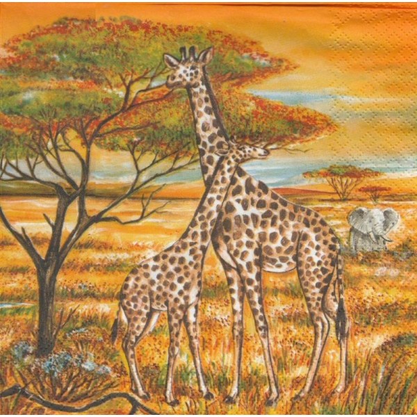 4 Serviettes en papier Savane girafe Zèbre Format Lunch - Photo n°1