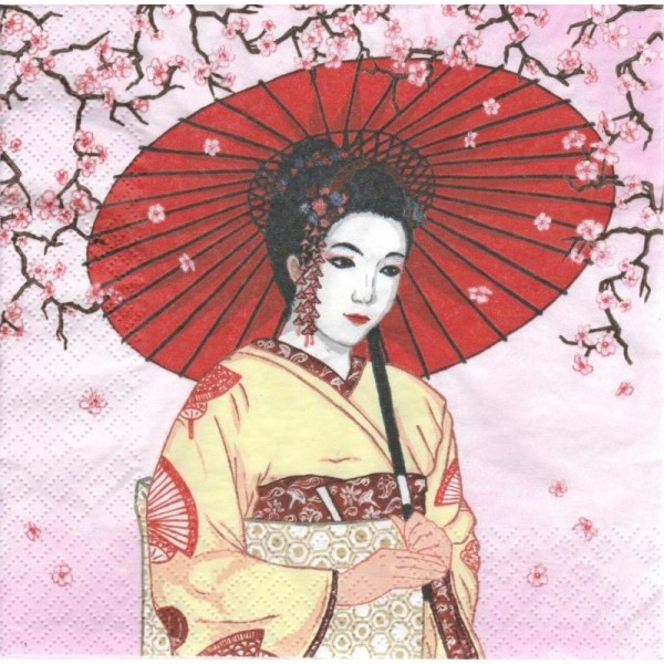 4 Serviettes en papier Asie Geisha Format Lunch - Photo n°1