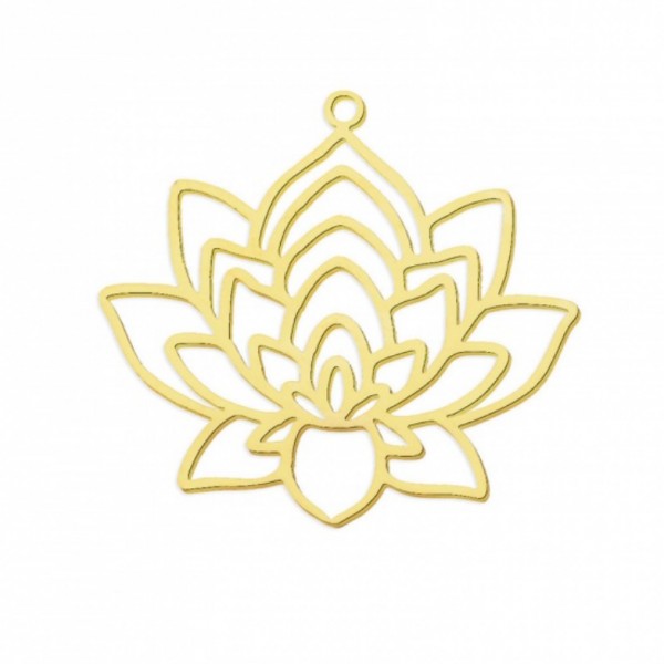 PS11846896 PAX 1 Pendentif Fleur de Lotus, Yoga 33 mm - Doré en Acier Inoxydable 304 - Photo n°1