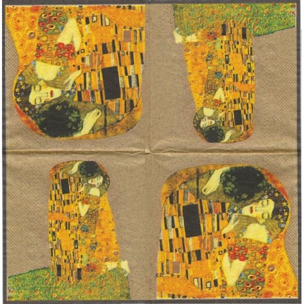 4 Serviettes en papier Klimt Le baiser Format Lunch Decoupage Decopatch L-99309 IHR - Photo n°2