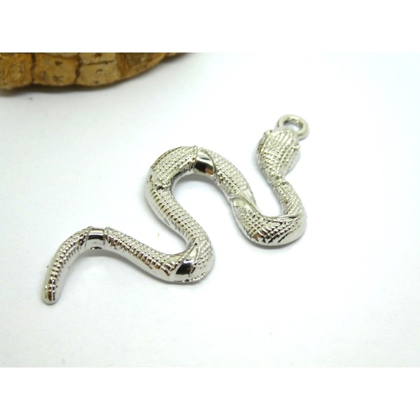 1 Pendentif Serpent 53*25mm alliage de zinc, argent platine - Photo n°1